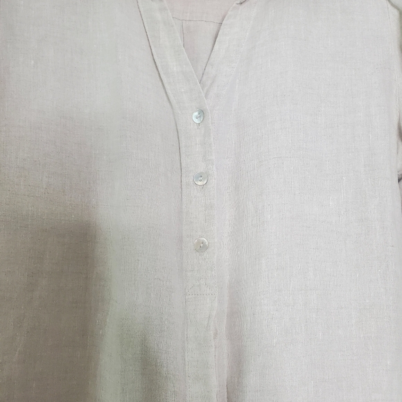 Chicos Women 100% Linen Shirt Size 0 US Small 3/4 Sleeve Minimalist Quiet Luxury - Picture 4 of 11